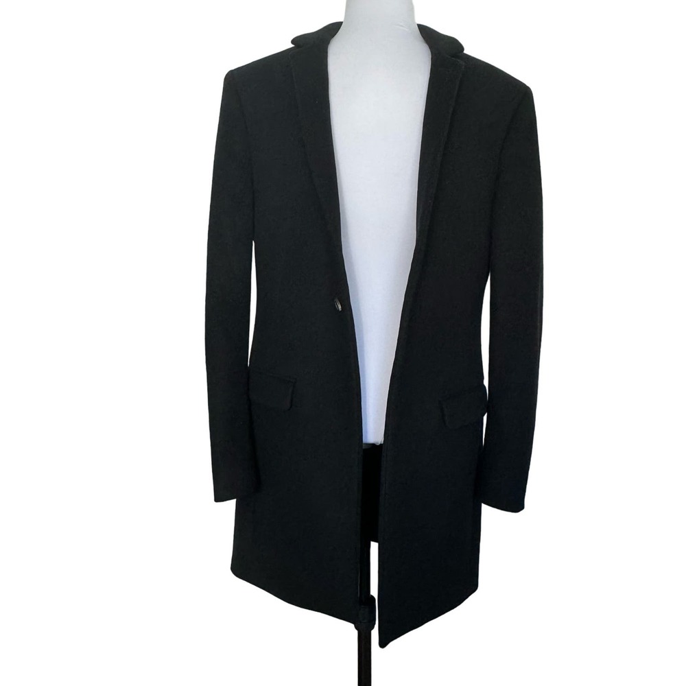 All Saints Wool Italian Cloth Overcoat Black Size 36